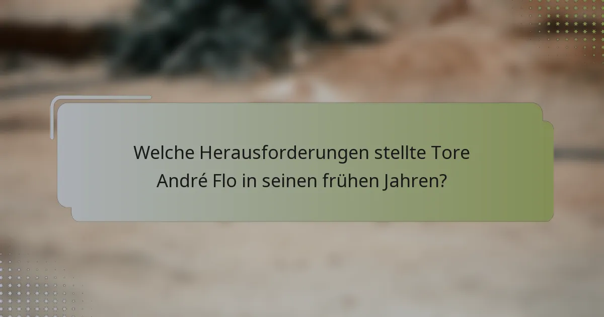 Welche Herausforderungen stellte Tore André Flo in seinen frühen Jahren?
