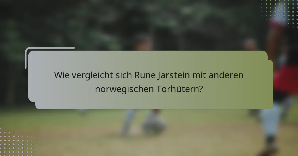 Wie vergleicht sich Rune Jarstein mit anderen norwegischen Torhütern?